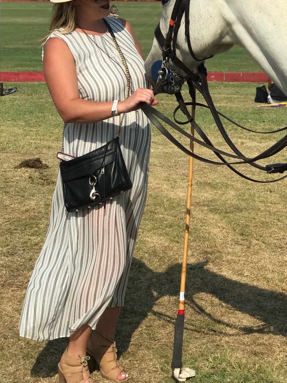 Sleeveless Jumpsuit with Shoulder Zippers — White / Navy Stripes
